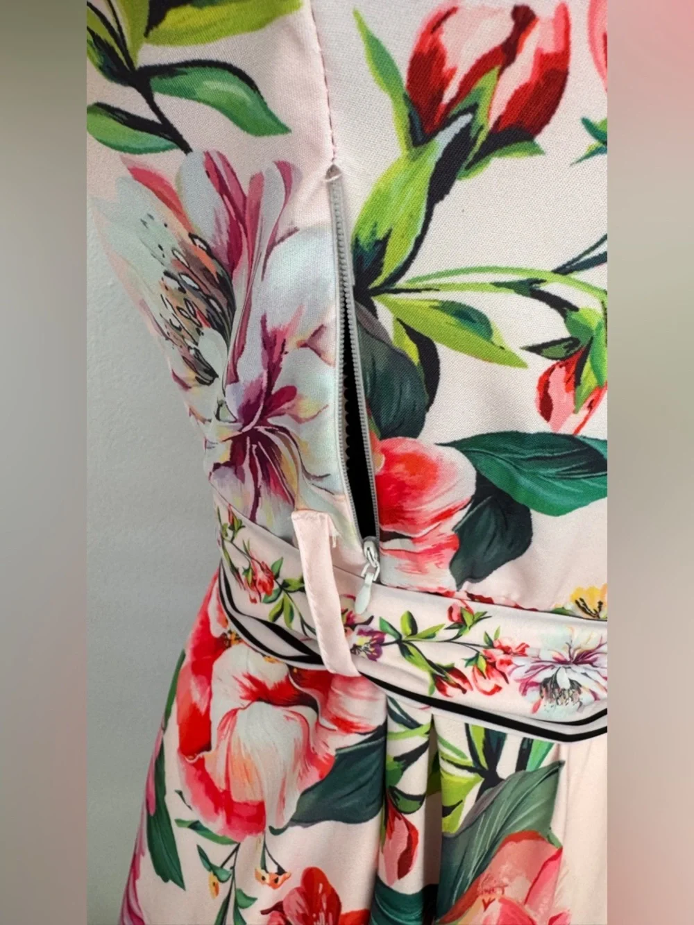 DALIA MACPHEE Pink Floral Long-Sleeve Shirt Dress with Tie Waist - S - Picture 6 of 8